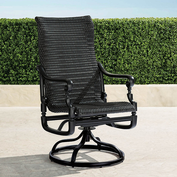 Set of 2 Carlisle Woven Swivel Rocker Dining Chairs in Aluminum
