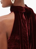 Thumbnail for your product : Saloni Michelle Halterneck Velvet Midi Dress - Burgundy