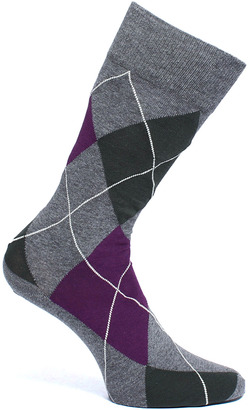 Barbour Grey, Purple & Green Durham Argyle Socks (1 Pair)