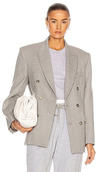 gray double breasted blazer