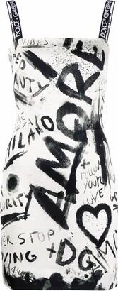 Dolce & Gabbana graffiti print charmeuse minidress
