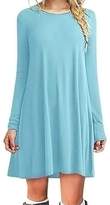 Thumbnail for your product : Sexyshine Women's Long Sleeve Scoop Neck Casual Loose Swing Basic Tunic T-Shirt Dress(PI,2XL)