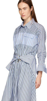 Carven Blue Stripe Mix Shirt Dress