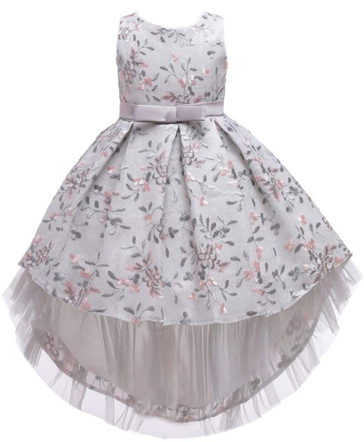 WOCINL Girls Embroidered Lace Flower Dresses Princess High Low Wedding