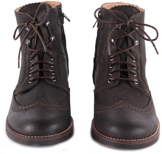 Gallucci Leather Zip-Up Lace-Up Boots