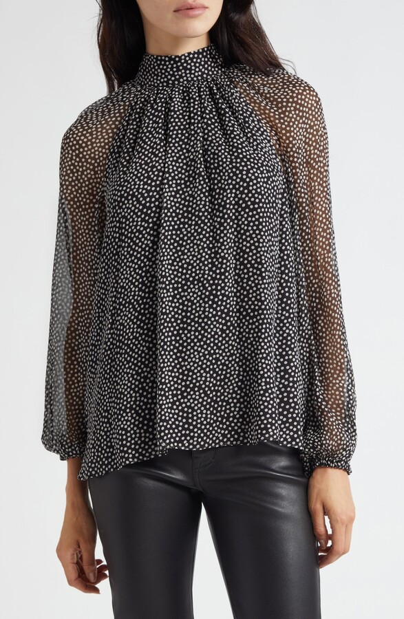Ramy Brook Suzanne Polka Dot Silk Chiffon Top