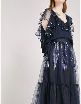 Temperley London Mineral sequin-embellished mesh maxi skirt