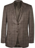 Thumbnail for your product : Canali Brown Checked Wool and Silk-Blend Blazer