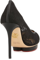 Thumbnail for your product : Charlotte Olympia Debbie Lace Heart-Platform Pump