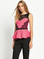 Thumbnail for your product : Love Label Eyelash Lace Peplum Top