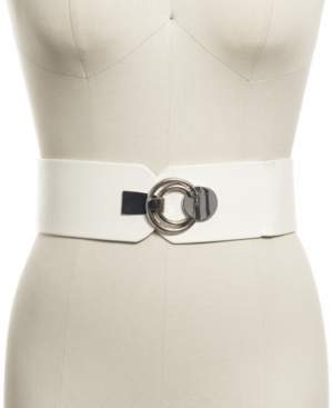 INC International Concepts Interlocking Circle Faux Leather Stretch Belt, Created for Macy's