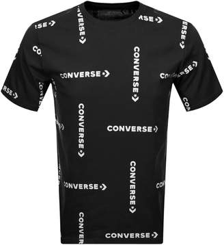 Converse Grid Wordmark Logo T Shirt Black