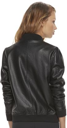 Madden NYC Juniors' Perforated Faux-Leather Jacket