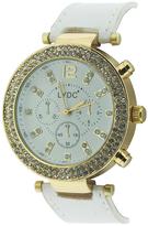 Thumbnail for your product : River Island LYDC Crystal Set Gold Tone and White Strap Ladies Watch
