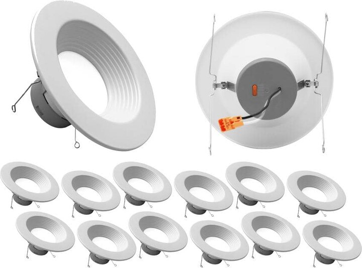 NICOR 5 in. to 6 in. White Baffle Selectable CCT Integrated LED Recessed Retrofit Downlight Trim, Dimmable (12-Pack)