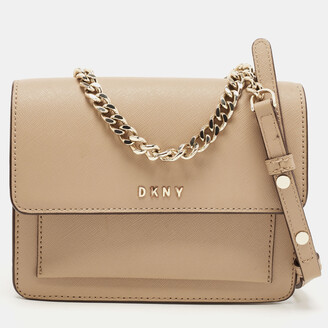 DKNY Mcleod Blue Saffiano Real Leather Shoulder Bag, with Gold chain