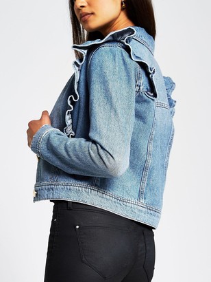 denim jacket with frill shoulders