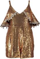 Thumbnail for your product : boohoo Plus Ruffle Sequin Playsuit