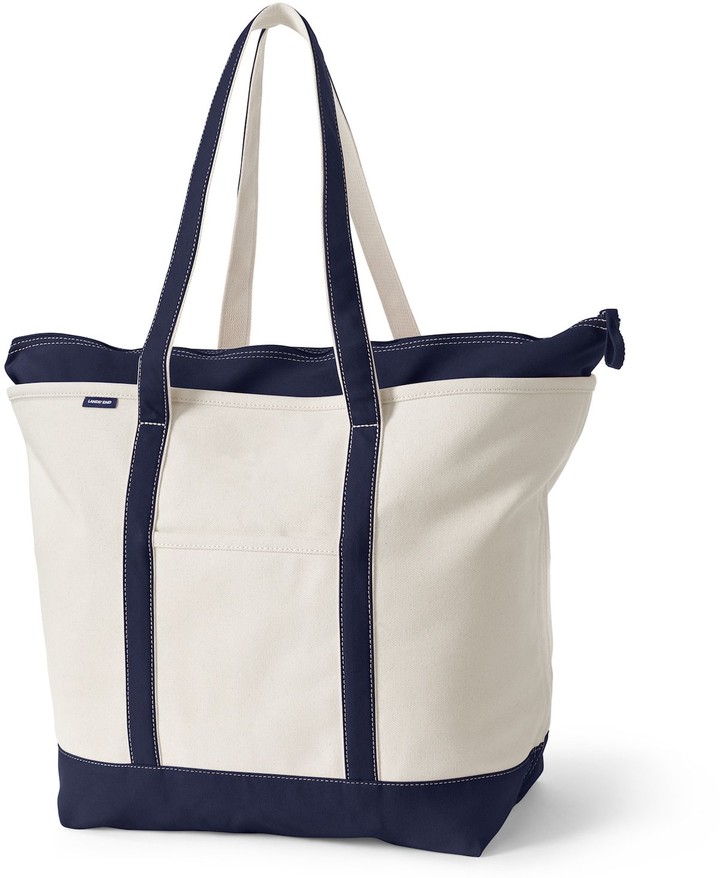 Lands' End Natural Zip Top Canvas Tote Bag ShopStyle
