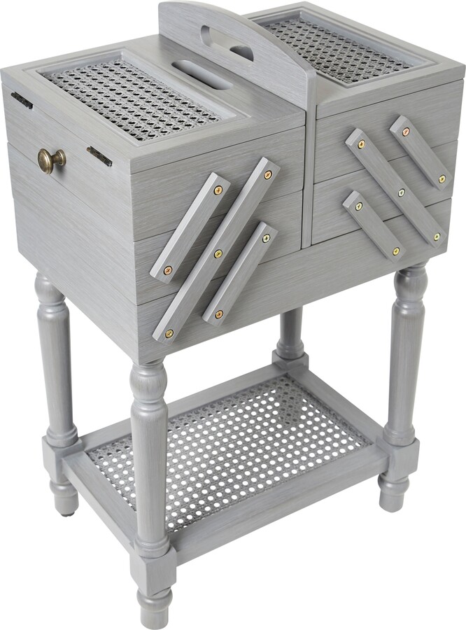 Dunelm Lucy Cane Cantilever Standing Sewing Box Grey Grey ShopStyle