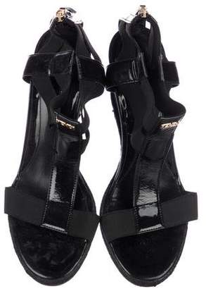 Fendi Patent Leather Cage Wedges