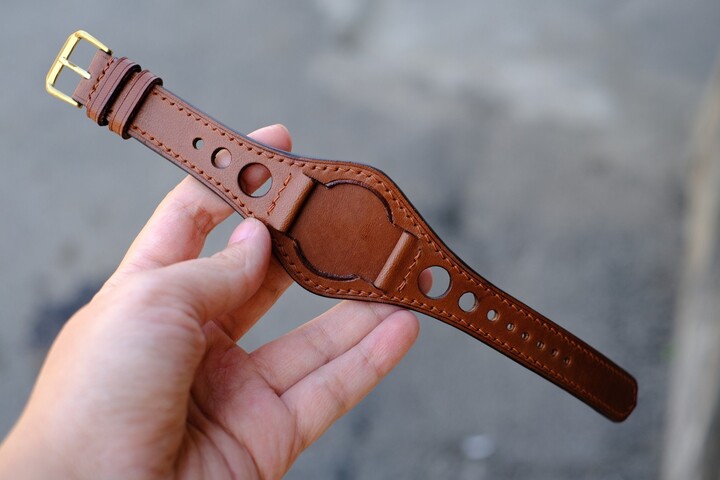 Leather One Piece Full Bund Strap 18mm 20mm 22mm 24mm, Custom Watch Belt Bund Strap With Pad For Apples Strap, Smart Watch Rally