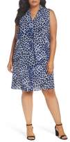 Thumbnail for your product : Vince Camuto Leopard Song Inverted Pleat Shift Dress