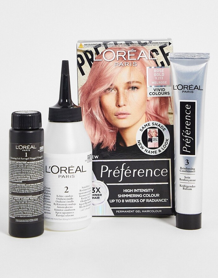 L'Oreal Preference Vivids Permanent Gel Hair Dye in Rose Gold 9.214