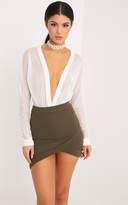 Thumbnail for your product : PrettyLittleThing Gabriella Khaki Asymmetric Mini Skirt