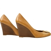 Thumbnail for your product : Tory Burch Tan Pebbled Leather Platform Wedge Heel Pumps Sally Round Toe 10