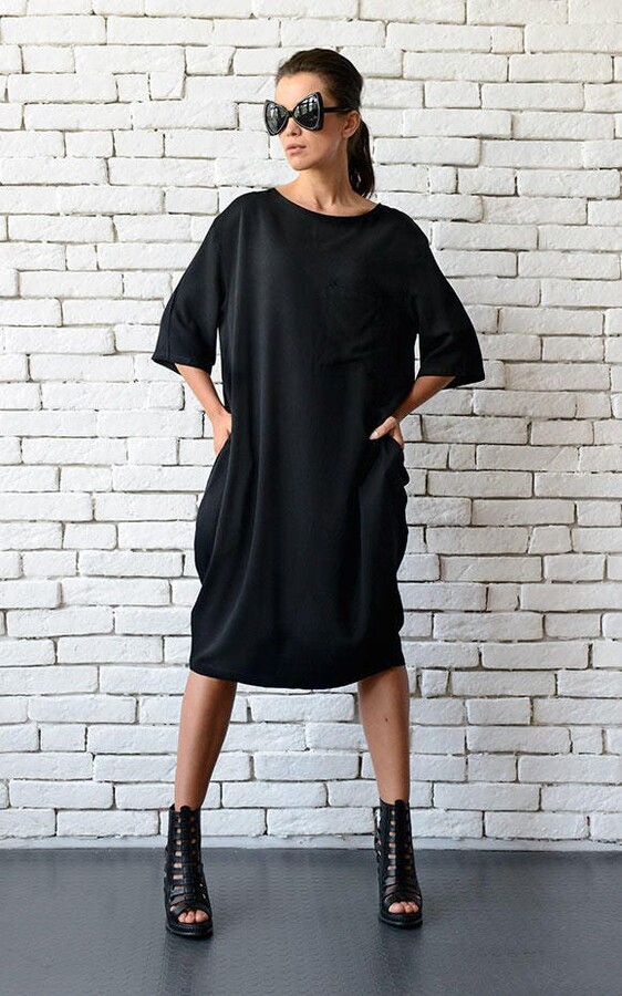 Etsy Short Loose Black Dress/Plus