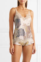 Thumbnail for your product : Carine Gilson Flottant Floral-print Silk-satin Shorts - Blush