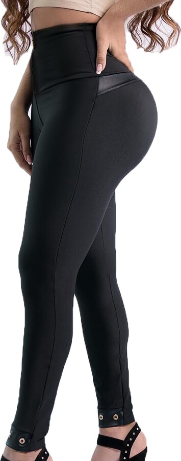 MYOURSA Women's Dress Leggings Stretch Pull on Work Pants Skinny Dress Pants  with Pockets, Black, XS : : Fashion