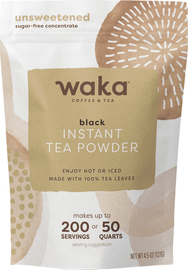 Waka Instant Black Tea Mix, Classic - 100% Tea Leaves, No Additives, Unsweetened Tea Powder for 50 Quarts or 200 Cups – Easy Quick Hot and Iced Teas (4.5oz)