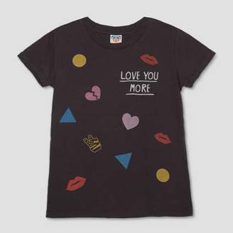 Junk Food Clothing Girls' Love You Printed Short Sleeve T-Shirt - Black
