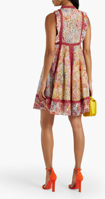 Valentino Ruffled floral-print broderie anglaise cotton-blend mini dress