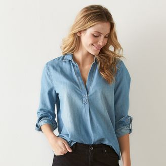 Women's SONOMA Goods for LifeTM High-Low Chambray Shirt