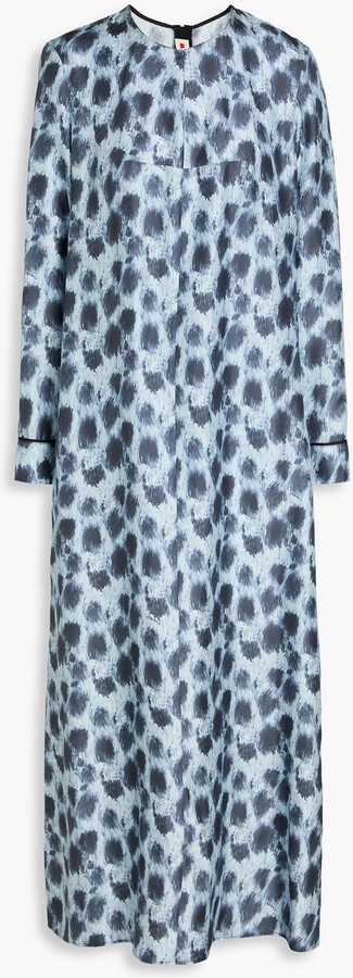 Printed silk-twill maxi dress