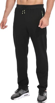 Tansozer Mens Tracksuit Bottoms Open Hem Cotton Sweatpants Jogging Pants Zip Pockets Black XL ShopStyle Activewear Trousers
