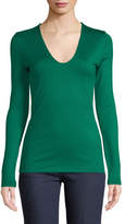 Thumbnail for your product : Akris V-Neck Long-Sleeve Stretch-Jersey Top