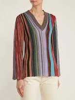 Thumbnail for your product : Missoni Vertical Stripe V Neck Long Sleeve Top - Womens - Multi