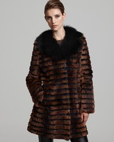 Thumbnail for your product : Maximilian Sheared Rabbit Coat with Fox Fur Collar