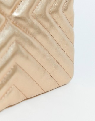 ASOS DESIGN quilted zip top clutch bag
