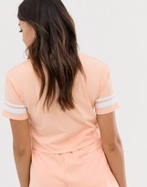 Thumbnail for your product : Lonsdale London cropped varsity v neck t-shirt in peach