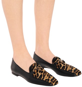 Burberry Leopard-print calf-hair loafers