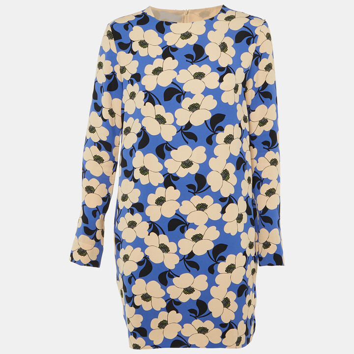 Sportmax Code Blue Floral Print Crepe Mini Dress L