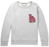 Thumbnail for your product : Gucci + Los Angeles Angels Appliqued Melange Loopback Cotton-jersey Sweatshirt - Gray