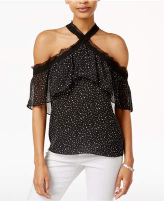Bar III Cold-Shoulder Ruffled Top, Created for Macy's