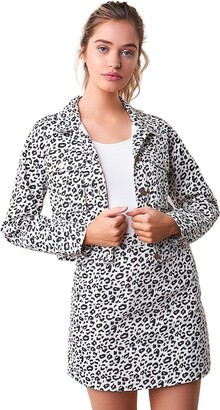 Sugar Lips Women's Wildest Dreams Cropped Leopard Denim Jacket