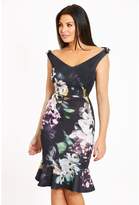 Thumbnail for your product : Jessica Wright Floral Bardot Bow Detail Fluted Hem Midi Dress